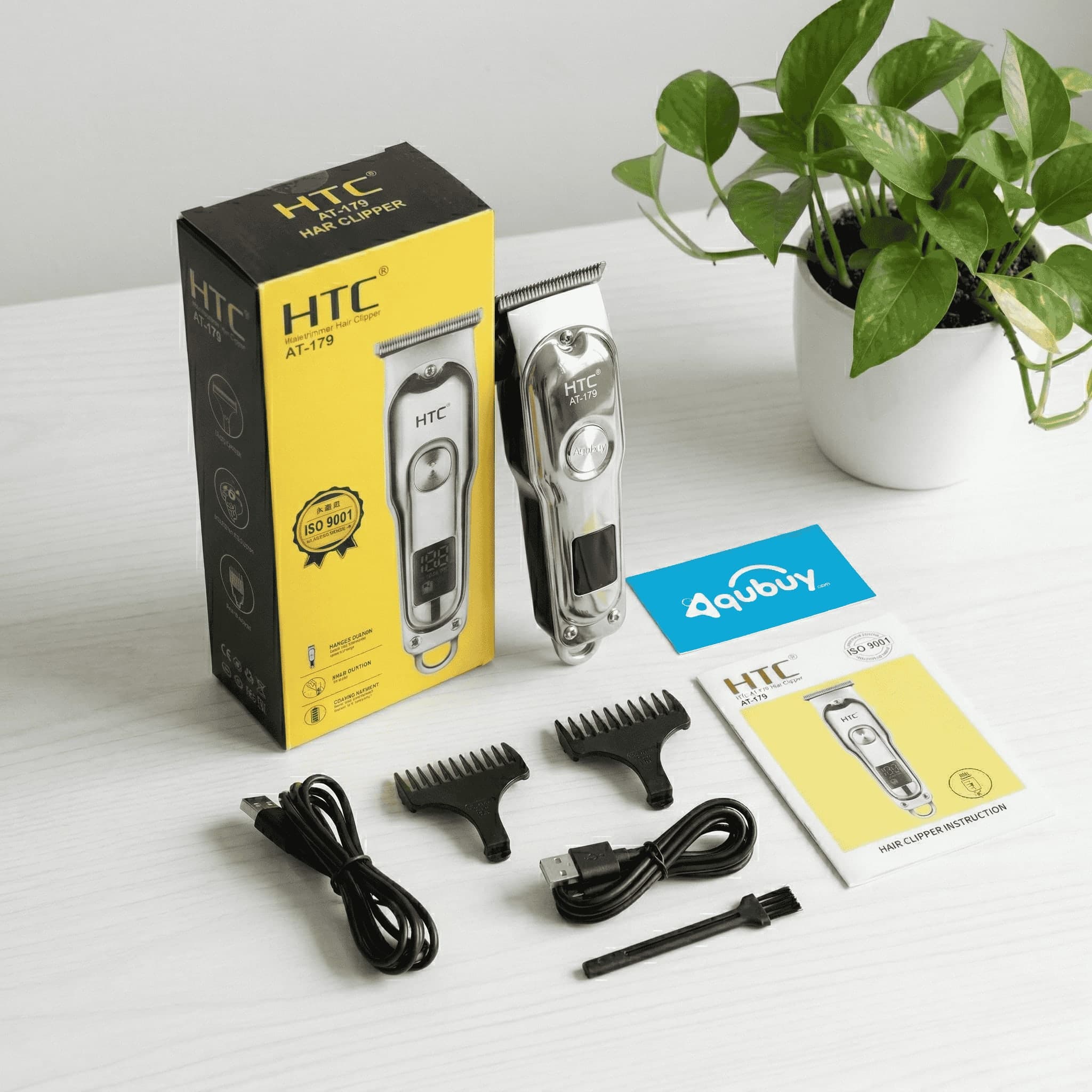 HTC AT-179 Rechargeable Hair & Beard Trimmer with LED Display